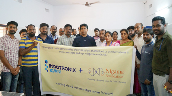 Indotronix Avani and Nigama Foundation team at a school supplies distribution