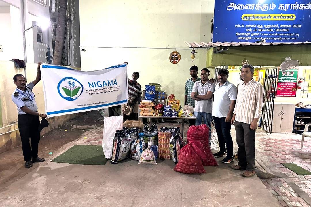 Distribution of groceries and essentials at Anaikkym Karangal, Chennai