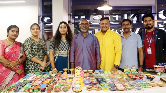 Hand-painted diyas auctioned at the 2023 Diwali fundraiser