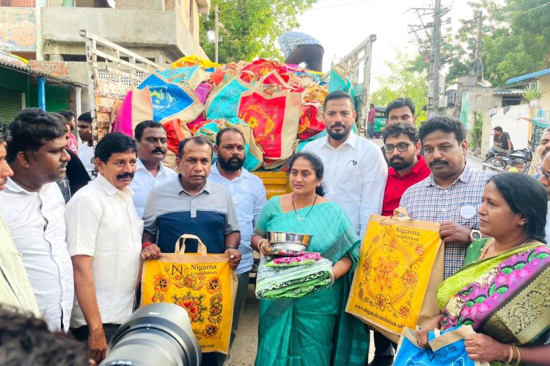 Relief pack handover after the September 2024 Vijayawada floods