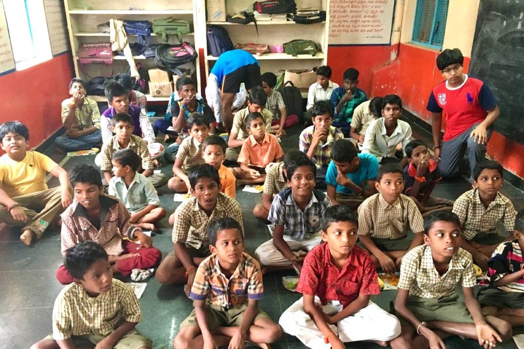 School building and electrical infrastructure at Saraswathi Vidyamandir, Guntakal