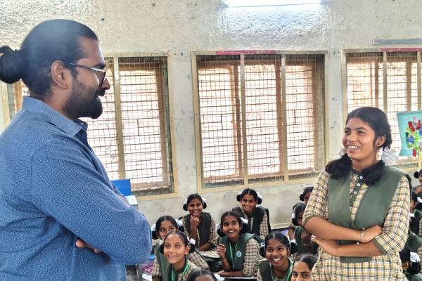 Nigama Foundation — Project Parivarthan counselor with student, Andhra Pradesh